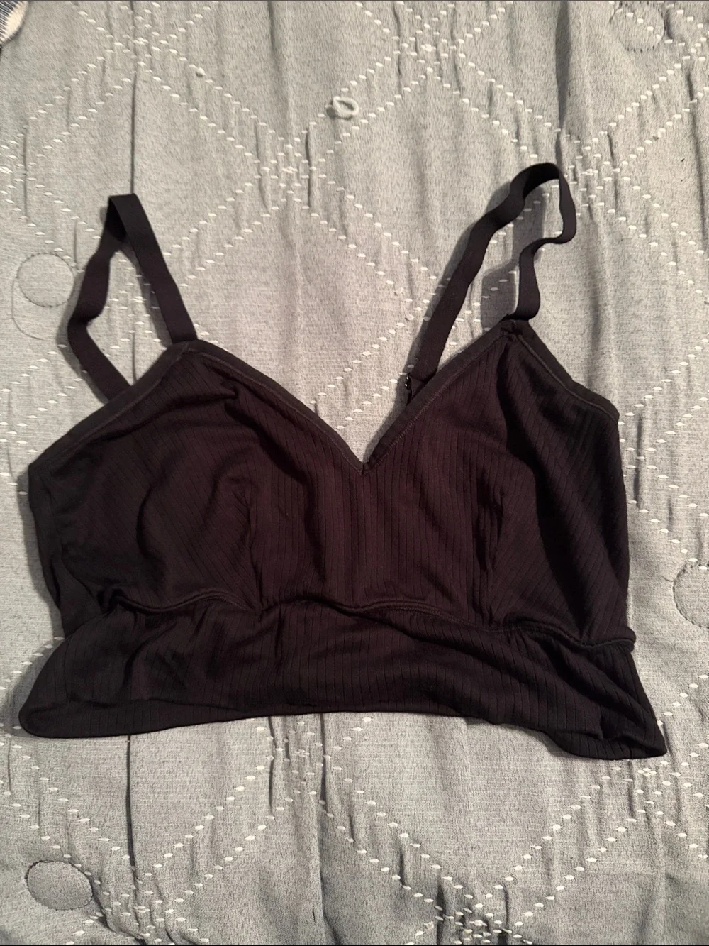 Auden Black Ribbed V-Neck Bralette